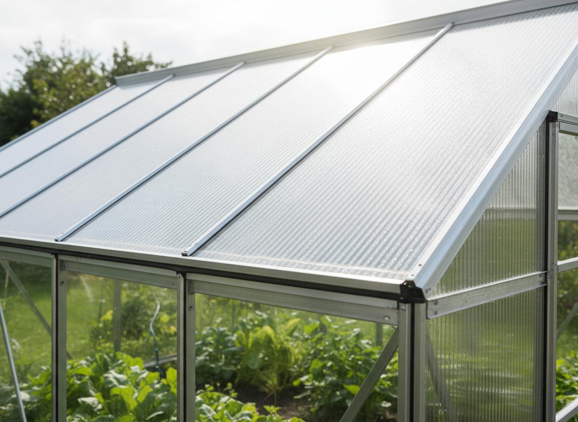 Serre avec toiture en plaques de polycarbonate alvéolaire